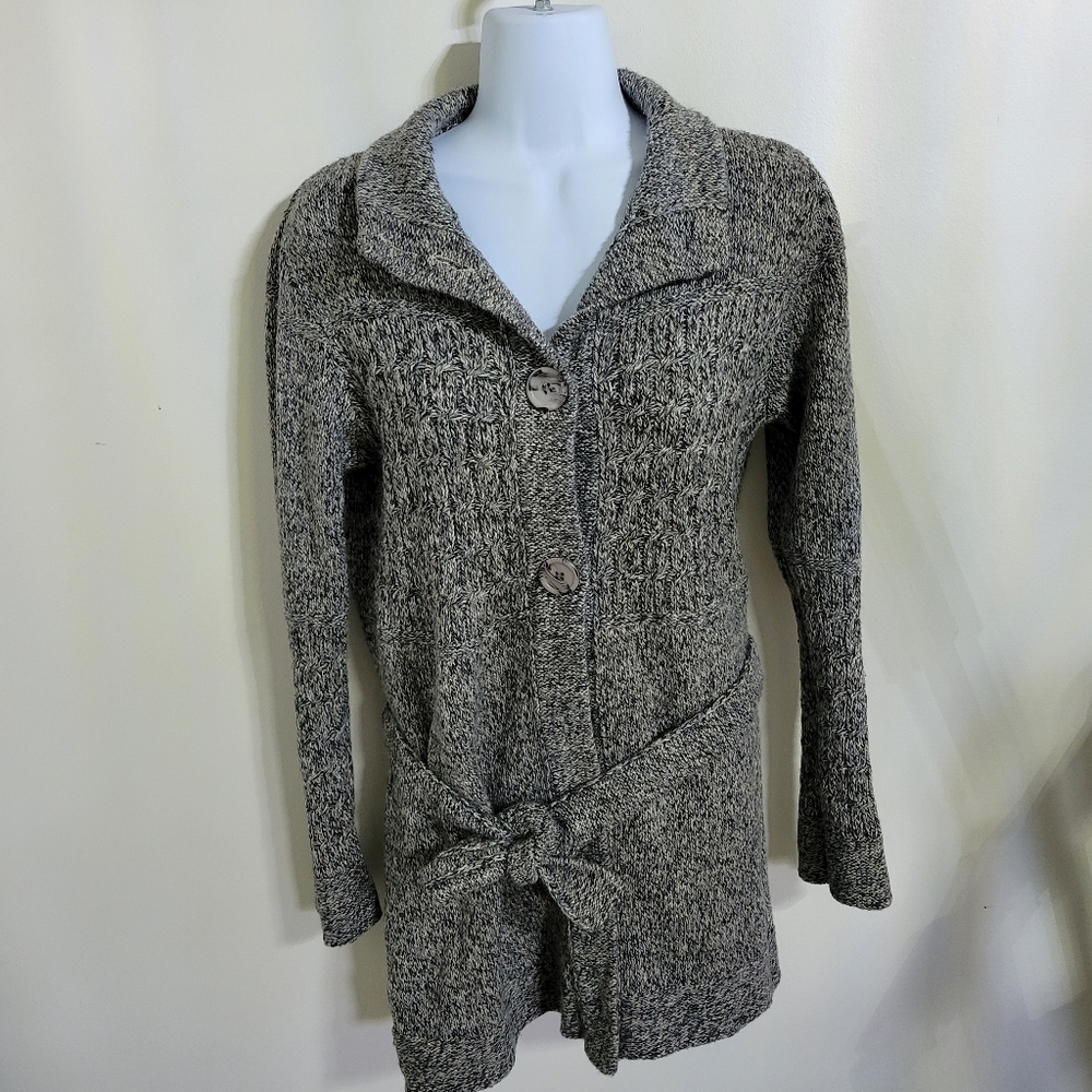 The Limited Black and Gray Knit Button Sweater, Size XL